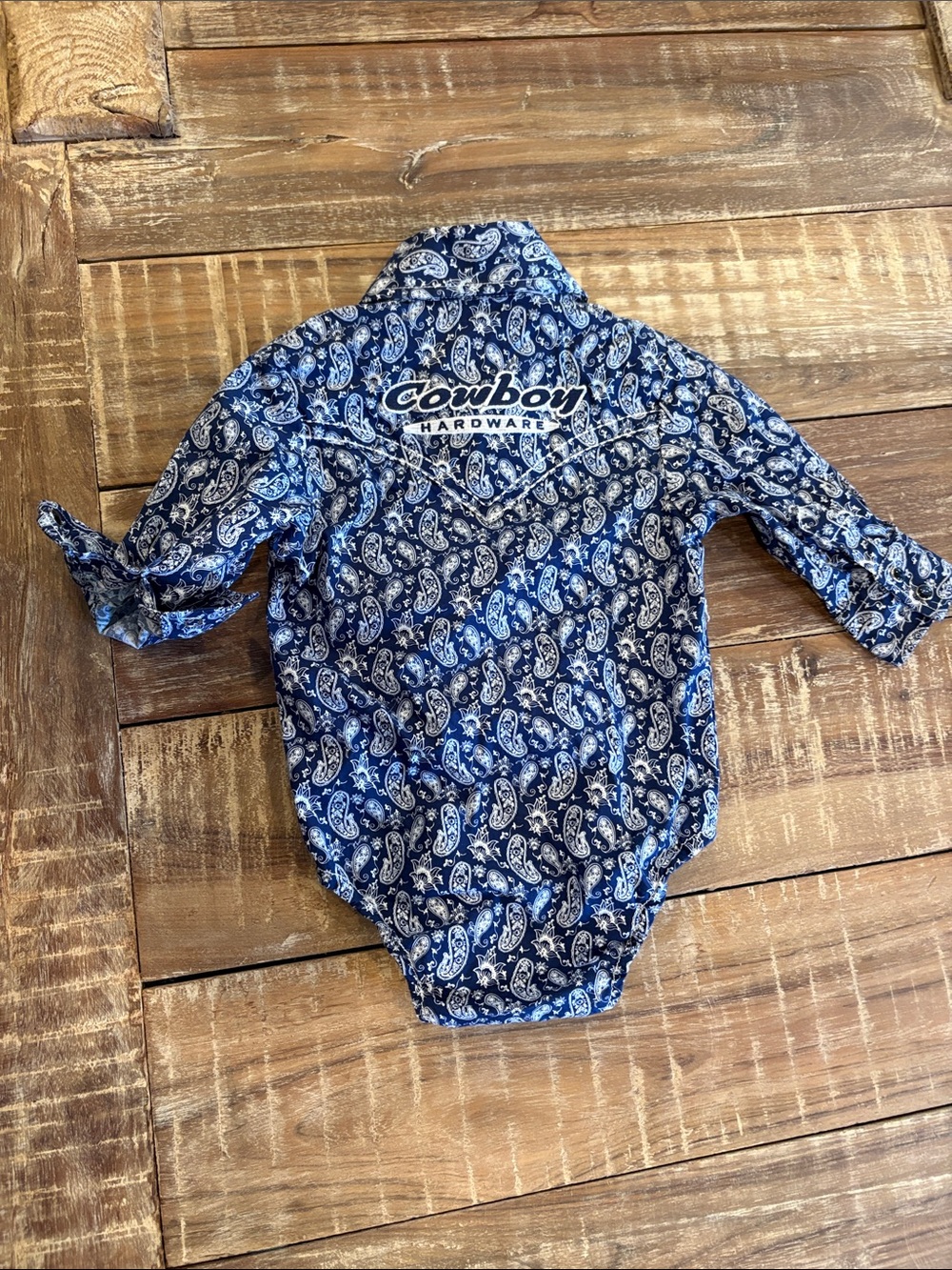 Cowboy Hardware Infant Blue Paisley Western Snap Bodysuit 6M